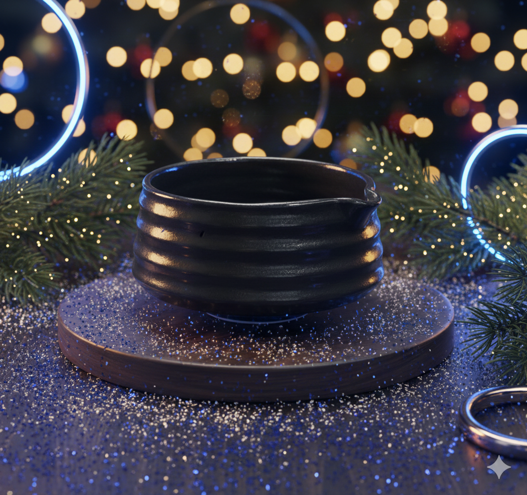 NACZYNIE CHAWAN MATCHA BLACK RINGS 330ml MADE by BOCERAMICA - obrazek 2